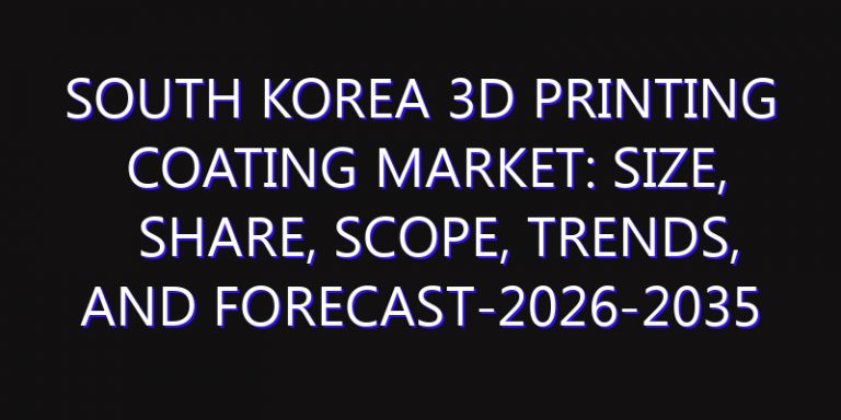 South Korea 3D Printing Coating Market: Size, Share, Scope, Trends, and Forecast-2026-2035
