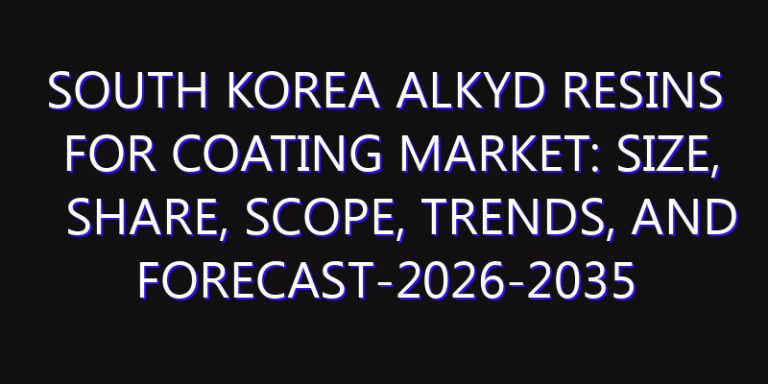 South Korea Alkyd Resins for Coating Market: Size, Share, Scope, Trends, and Forecast-2026-2035