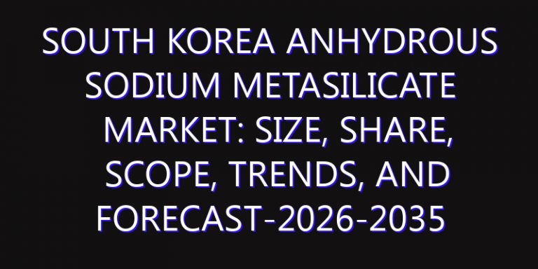 South Korea Anhydrous Sodium Metasilicate Market: Size, Share, Scope, Trends, and Forecast-2026-2035