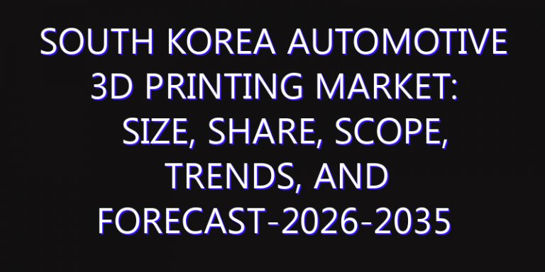 South Korea Automotive 3D Printing Market: Size, Share, Scope, Trends, and Forecast-2026-2035