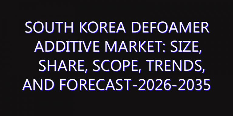 South Korea Defoamer Additive Market: Size, Share, Scope, Trends, and Forecast-2026-2035