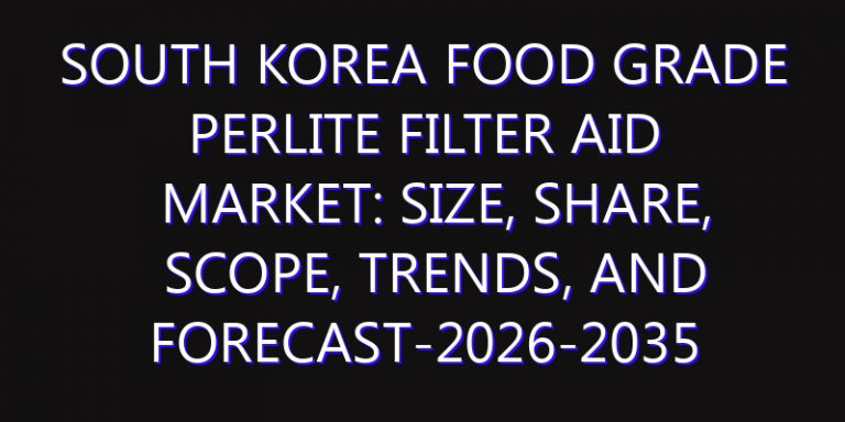 South Korea Food Grade Perlite Filter Aid Market: Size, Share, Scope, Trends, and Forecast-2026-2035