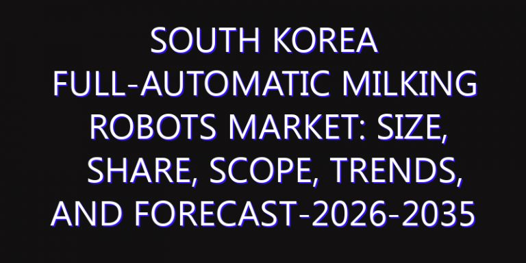 South Korea Full-Automatic Milking Robots Market: Size, Share, Scope, Trends, and Forecast-2026-2035