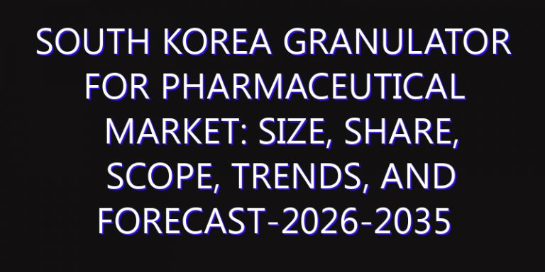 South Korea Granulator for Pharmaceutical Market: Size, Share, Scope, Trends, and Forecast-2026-2035