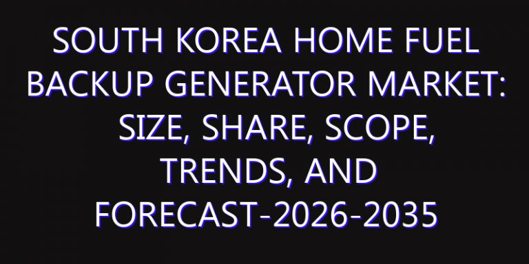 South Korea Home Fuel Backup Generator Market: Size, Share, Scope, Trends, and Forecast-2026-2035