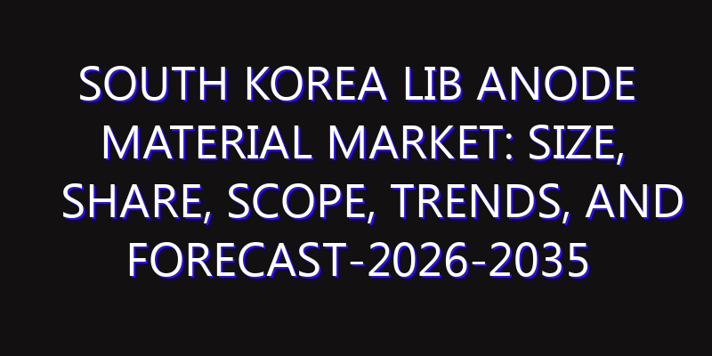 South Korea LIB Anode Material Market: Size, Share, Scope, Trends, and Forecast-2026-2035
