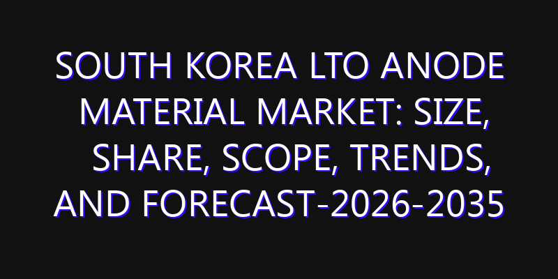 South Korea Lto Anode Material Market: Size, Share, Scope, Trends, and Forecast-2026-2035