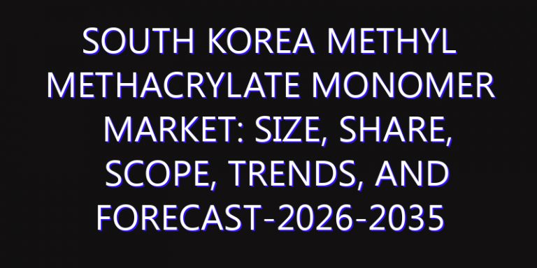 South Korea Methyl Methacrylate Monomer Market: Size, Share, Scope, Trends, and Forecast-2026-2035