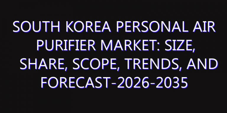 South Korea Personal Air Purifier Market: Size, Share, Scope, Trends, and Forecast-2026-2035
