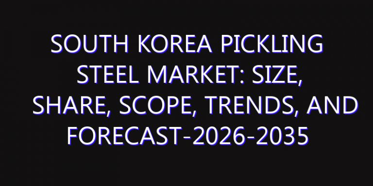 South Korea Pickling Steel Market: Size, Share, Scope, Trends, and Forecast-2026-2035