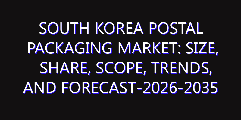 South Korea Postal Packaging Market: Size, Share, Scope, Trends, and Forecast-2026-2035