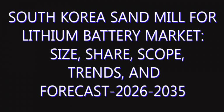 South Korea Sand Mill for Lithium Battery Market: Size, Share, Scope, Trends, and Forecast-2026-2035