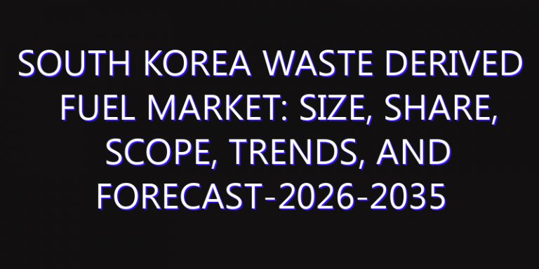 South Korea Waste Derived Fuel Market: Size, Share, Scope, Trends, and Forecast-2026-2035